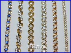 Sterling Silver Assorted Cubic Zirconia Bracelets Lot of 16
