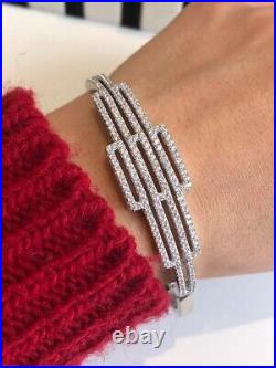 Sterling Silver Bangle Bracelet with Cubic Zirconia