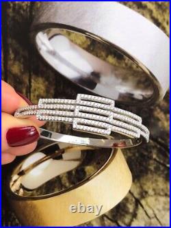 Sterling Silver Bangle Bracelet with Cubic Zirconia