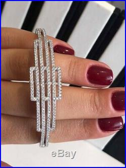 Sterling Silver Bangle Bracelet with Cubic Zirconia