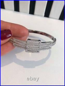 Sterling Silver Bangle Bracelet with Cubic Zirconia