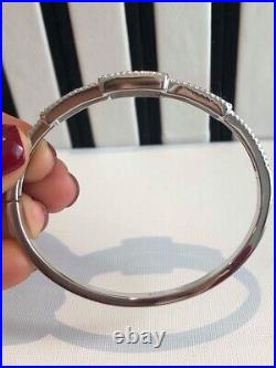 Sterling Silver Bangle Bracelet with Cubic Zirconia