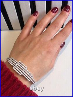 Sterling Silver Bangle Bracelet with Cubic Zirconia