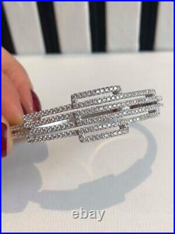 Sterling Silver Bangle Bracelet with Cubic Zirconia