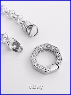 Sterling Silver Belcher Necklace + Cubic Zirconia Spring loaded Lock