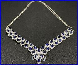 Sterling Silver Blue Cubic Zirconia Bib Necklace