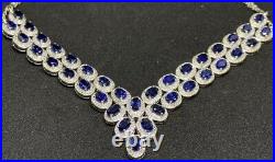 Sterling Silver Blue Cubic Zirconia Bib Necklace