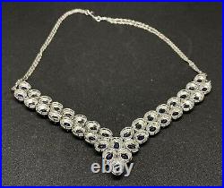 Sterling Silver Blue Cubic Zirconia Bib Necklace