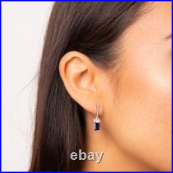 Sterling Silver Blue and Clear Cubic Zirconia Earrings E6409