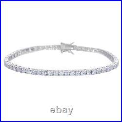 Sterling Silver Bracelet Cubic Zirconia Prong Set Tennis Box Clasp Silverly