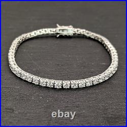 Sterling Silver Bracelet Cubic Zirconia Prong Set Tennis Box Clasp Silverly