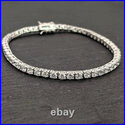 Sterling Silver Bracelet Cubic Zirconia Prong Set Tennis Box Clasp Silverly