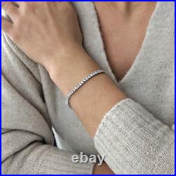 Sterling Silver Bracelet Cubic Zirconia Prong Set Tennis Box Clasp Silverly