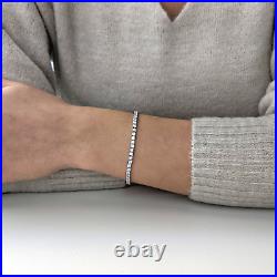 Sterling Silver Bracelet Cubic Zirconia Prong Set Tennis Box Clasp Silverly