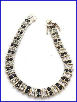 Sterling Silver Bracelet With Black & White Cubic Zirconia Stones (4178)