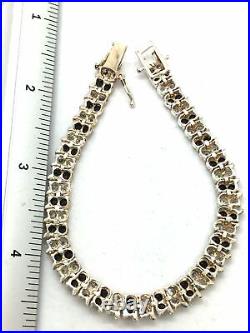 Sterling Silver Bracelet With Black & White Cubic Zirconia Stones (4178)