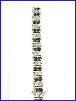 Sterling Silver Bracelet With Black & White Cubic Zirconia Stones (4178)