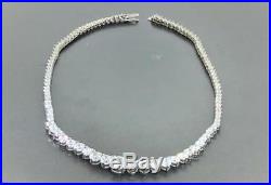 Sterling Silver Bridal Graduated Cubic Zirconia Tennis Necklace, 15 INCH