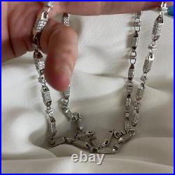 Sterling Silver CZ Chain for Ladies & Men's Silver Cubic Zirconia Chain 7 34