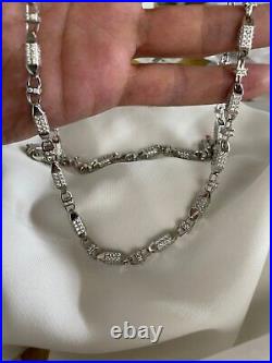 Sterling Silver CZ Chain for Ladies & Men's Silver Cubic Zirconia Chain 7 34