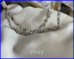 Sterling Silver CZ Chain for Ladies & Men's Silver Cubic Zirconia Chain 7 34