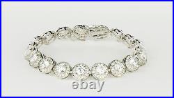 Sterling Silver CZ Tennis Bracelet AAA Halo Round Brilliant Cubic Zirconia Gems