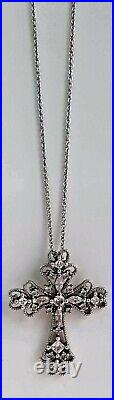 Sterling Silver Cross Necklace with Cubic Zirconium Gems