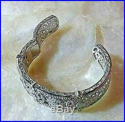 Sterling Silver Cubic Zirconia 1.5 CM Width Hinged Bracelet By Judith Ripka