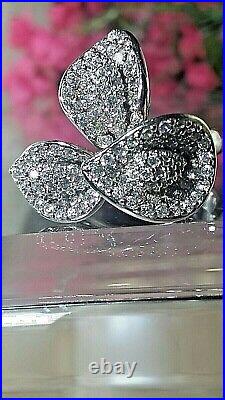 Sterling Silver Cubic Zirconia 3 Flowers Ring By Espo