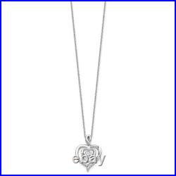 Sterling Silver Cubic Zirconia Awareness Heart Pendant Necklace 18 with 2in ext