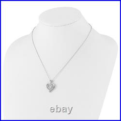 Sterling Silver Cubic Zirconia Awareness Heart Pendant Necklace 18 with 2in ext