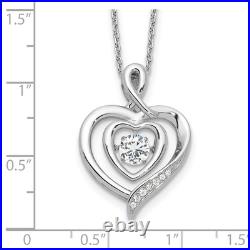 Sterling Silver Cubic Zirconia Awareness Heart Pendant Necklace 18 with 2in ext
