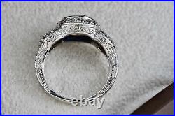 Sterling Silver Cubic Zirconia Blue Sapphire Cocktail Engagement Ring Size 7