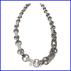 Sterling Silver Cubic Zirconia CZ Belcher Bar Chain Length 28