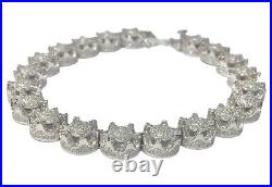 Sterling Silver Cubic Zirconia CZ Bracelet Mens Gents 8.5 inch