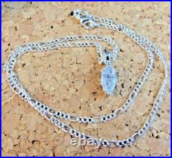 Sterling Silver Cubic Zirconia CZ Marquise 12mm Pendant 16 Chain Necklace #153
