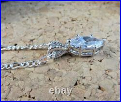 Sterling Silver Cubic Zirconia CZ Marquise 12mm Pendant 16 Chain Necklace #153
