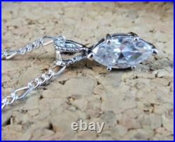 Sterling Silver Cubic Zirconia CZ Marquise 12mm Pendant 16 Chain Necklace #153