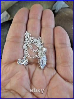 Sterling Silver Cubic Zirconia CZ Marquise 12mm Pendant 16 Chain Necklace #153