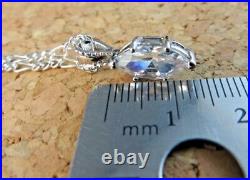 Sterling Silver Cubic Zirconia CZ Marquise 12mm Pendant 16 Chain Necklace #153