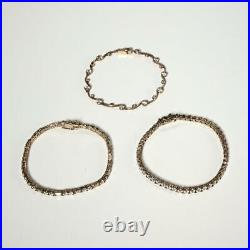 Sterling Silver Cubic Zirconia CZ Tennis Bracelets 7.5 Group Of 3