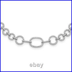 Sterling Silver Cubic Zirconia Circle Open Link 16 with2in ext Necklace