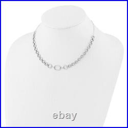 Sterling Silver Cubic Zirconia Circle Open Link 16 with2in ext Necklace