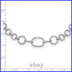 Sterling Silver Cubic Zirconia Circle Open Link 16 with2in ext Necklace