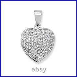 Sterling Silver Cubic Zirconia Cluster Heart Pendant