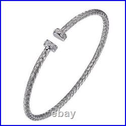 Sterling Silver Cubic Zirconia Cuff Bangle Bracelet
