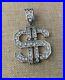 Sterling Silver & Cubic Zirconia Cz Dollar Sign PENDANT 2.75 X 1.75 NEW