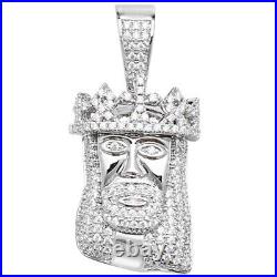 Sterling Silver Cubic Zirconia Encrusted Jesus Christ Face Pendant