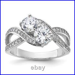 Sterling Silver Cubic Zirconia Engagement Ring 3.07g Size-6