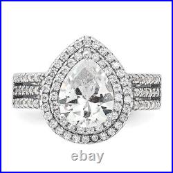 Sterling Silver Cubic Zirconia Engagement Ring 5.35g Size-6